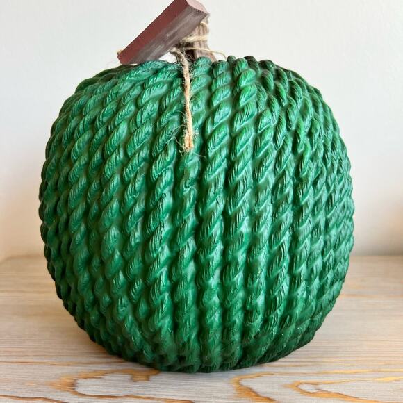Gorgeous Emerald Green Textured Pumpkin With Hello Fall Tag - NWT - Picture 3 of 5